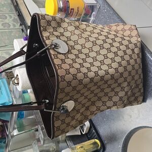 Gucci Beige and Brown Monogram Tote Bag